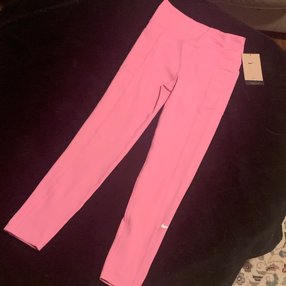 Nike Kids Medium Pink Training Leggings Dri-Fit W/ Pockets NEW